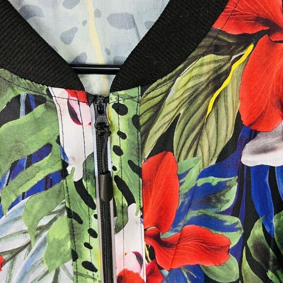 C&C California anthropologie Top large Red Floral Shacket Jacket Full Zip Pocket - Picture 3 of 8